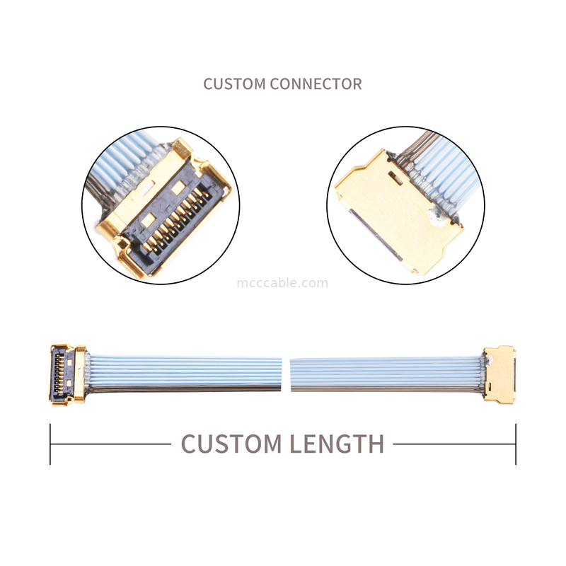 کابل LVDS 10P 0.35mm Pitch 20857-010T-01 کابل مونتاژ برای سیم پلاگ کابل کوکسال میکرو
