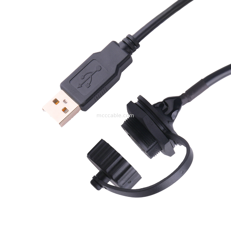 USB 2.0 A کانکتور زن با کابل های Shield و درپوش به USB 2.0 A برای اندازه گیری