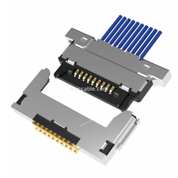 مونتاژ کابل کواکسیال میکرو کواکسیال 10 پین Lvds 20345-010T-32R گام 0.4 میلی متری رابط میکرو کواکسیال نوع جفت افقی