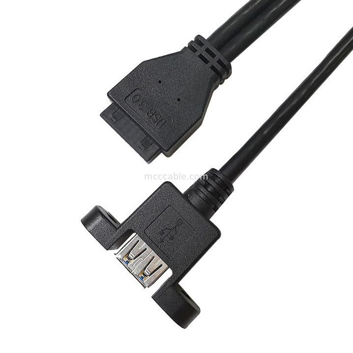 USB 3.0 Panel Mount A x2 to 20 Pin Header Motherboard مهار سیم سفارشی