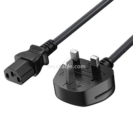 C13 به UK پلاگ برق Bs1363 18awg 250v طول مناسب برای اکثر کامپیوترها، چاپگرها و سایر دستگاه ها OEM / ODM