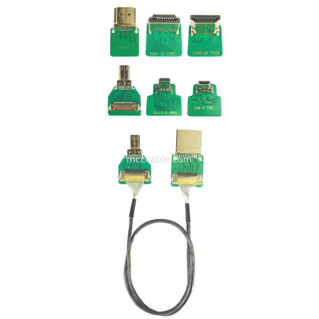 آداپتورهای کانکتور MIPI آداپتور کابل HDMI OEM ODM Micro Straight Head HDMI-D-180° تا 20454-220-02 20455 20453