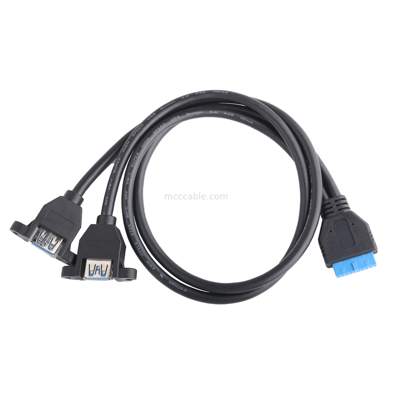 USB 3.0 مادربرد صفحه جلو 19/20 پین کابل به USB زن اسپلتر آداپتور اتصال دهنده