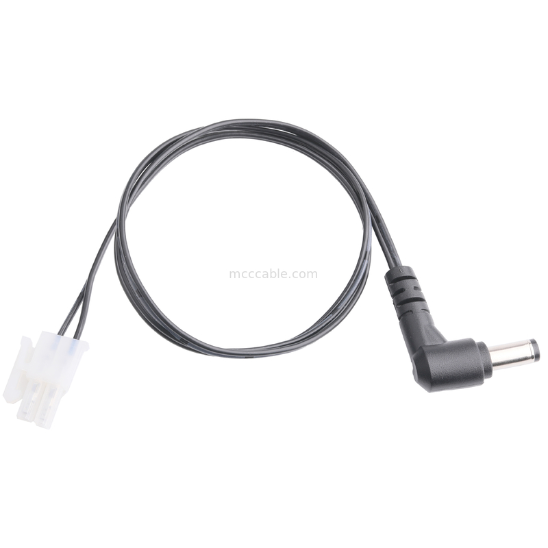 DC پلگ 2.1 * 5.5mm نوع پلوپز PVC شکل گیری ظاهر 90 زاویه به MOLEX 39012020 PITCH 4.2mm 1 * 2P خانه