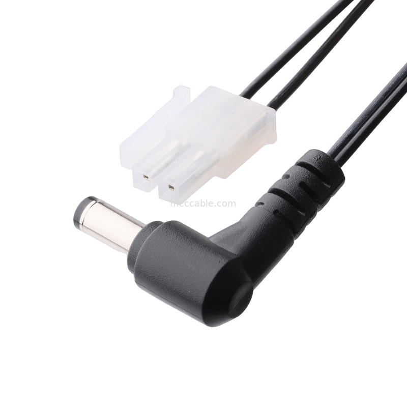 DC پلگ 2.1 * 5.5mm نوع پلوپز PVC شکل گیری ظاهر 90 زاویه به MOLEX 39012020 PITCH 4.2mm 1 * 2P خانه