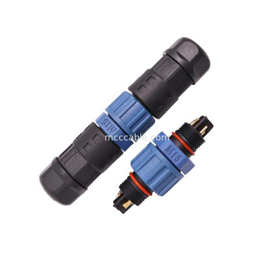 M15 صنعتی 2، 3 پین اتصال دایره ای M15 نوع پلواری اتصال کننده مونتاژ ضد آب IP67
