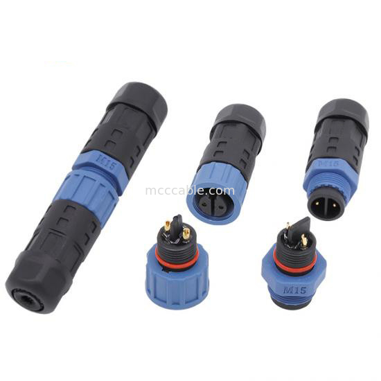 M15 صنعتی 2، 3 پین اتصال دایره ای M15 نوع پلواری اتصال کننده مونتاژ ضد آب IP67