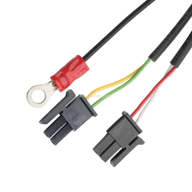 LVDS CABLE HSG 43025-0600 Picth 3.0mm MX به HSG 43025-0200 و RV1.25-4 کانکتور OEM / ODM طول کابل سفارشی