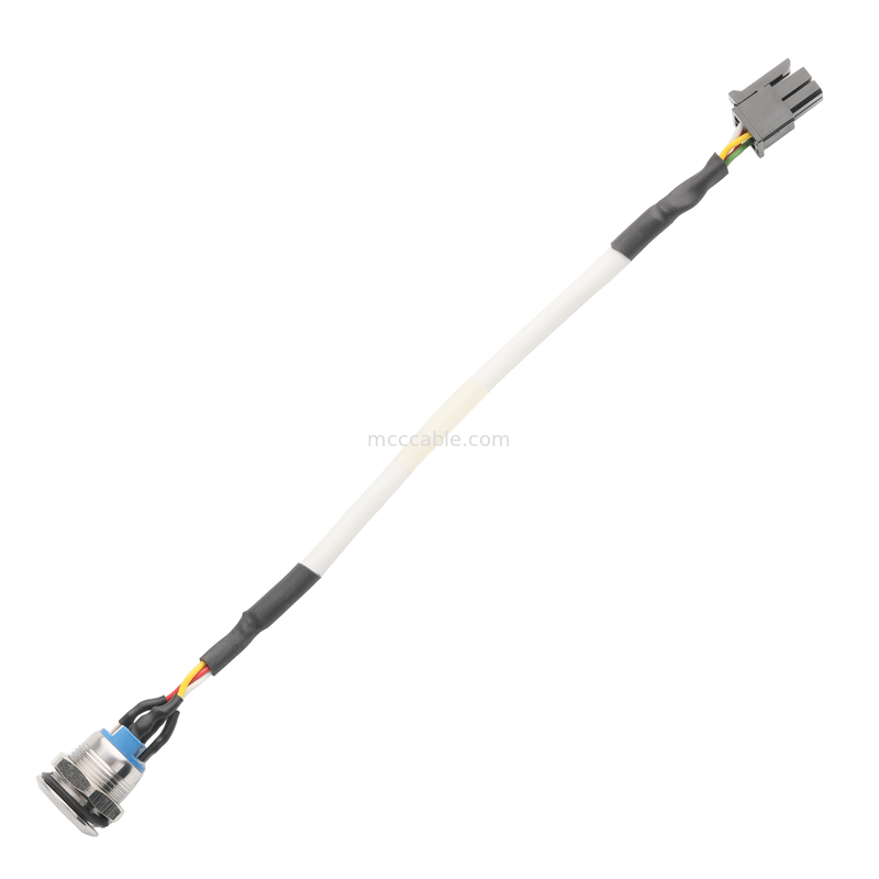 LED PUSHBUTTON سفید M12 IP65/IP67 به HSG مرد 43025-0400 پیچ 3.0mm MX فعال کننده سوئیچ قدرت