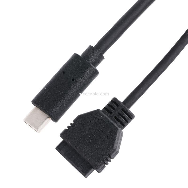 20P زنانه USB 3.0 نوع C به کابل آداپتور IDC مقاومت داخلی سیاه سیم PVC OEM ODM