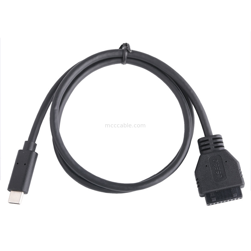 20P زنانه USB 3.0 نوع C به کابل آداپتور IDC مقاومت داخلی سیاه سیم PVC OEM ODM