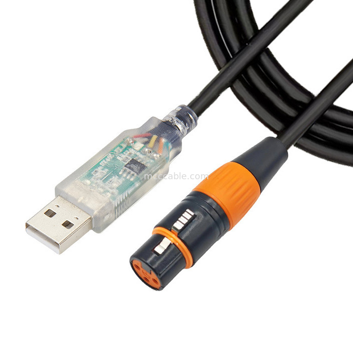 USB به DMX512 مرحله سه هسته ای XLR کابل نر سیگنال روشنایی کابل par کابل کنترل مخلوط کننده پرتو نور
