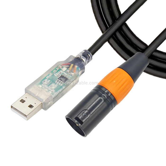 USB به DMX512 مرحله سه هسته ای XLR کابل نر سیگنال روشنایی کابل par کابل کنترل مخلوط کننده پرتو نور
