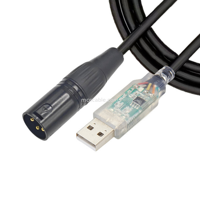 USB به DMX512 مرحله سه هسته ای XLR کابل نر سیگنال روشنایی کابل par کابل کنترل مخلوط کننده پرتو نور