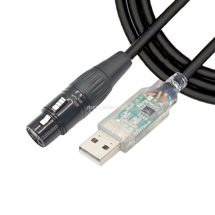 USB به DMX512 مرحله سه هسته ای XLR کابل نر سیگنال روشنایی کابل par کابل کنترل مخلوط کننده پرتو نور