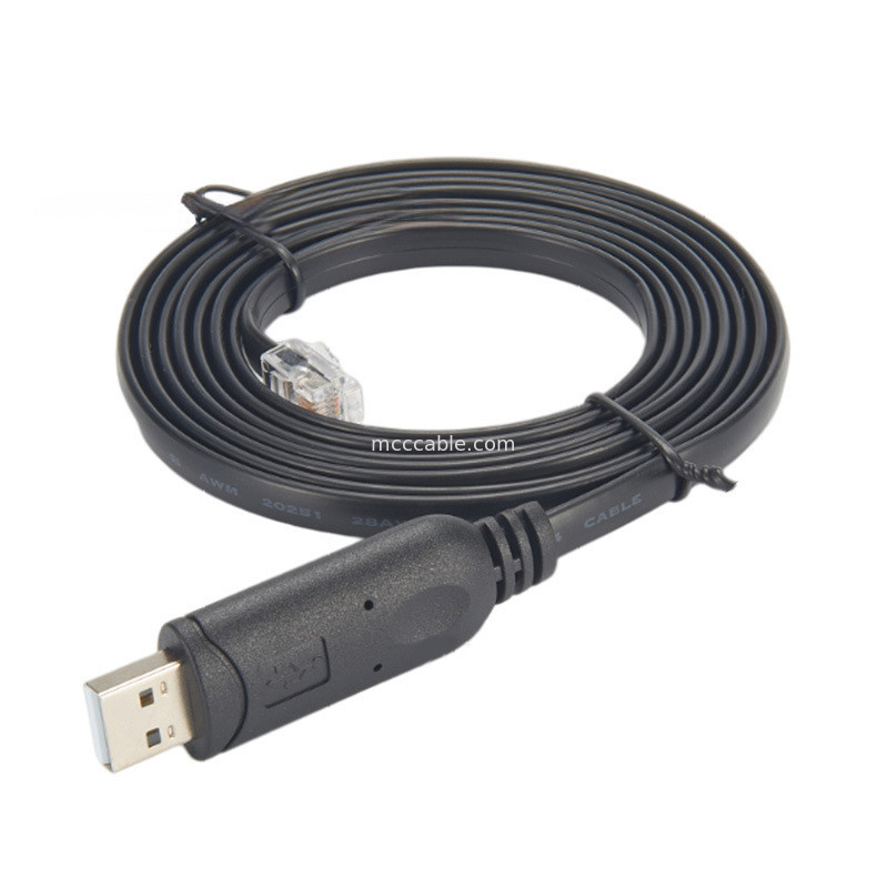USB-A به RS232 RJ12 کابل سریال 6P6C سازگار با RS232 ارتباطات پیکربندی خط اشکال زدایی