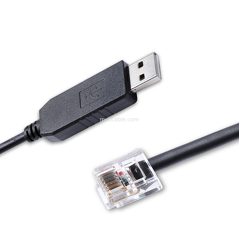 USB-A به RS232 RJ12 کابل سریال 6P6C سازگار با RS232 ارتباطات پیکربندی خط اشکال زدایی