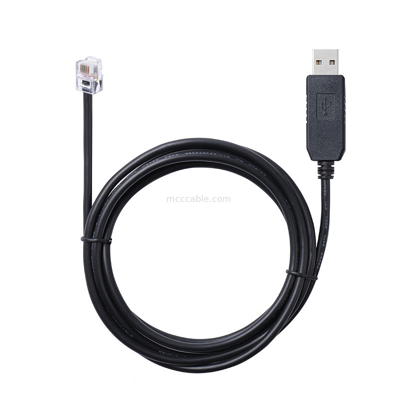 USB-A به RS232 RJ12 کابل سریال 6P6C سازگار با RS232 ارتباطات پیکربندی خط اشکال زدایی
