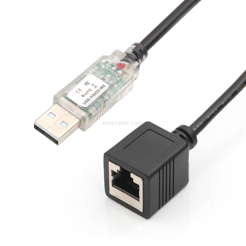 آداپتورهای کابل سفارشی صنعتی USB-A RJ422 به RS232 پورت شبکه کابل عیب یابی مهندسی شبکه