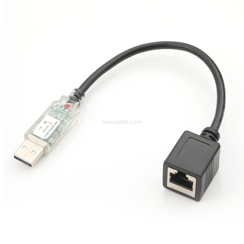 آداپتورهای کابل سفارشی صنعتی USB-A RJ422 به RS232 پورت شبکه کابل عیب یابی مهندسی شبکه