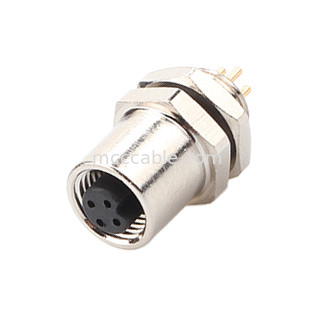 M5 کد-A کانکتور زنانه 4Pin Panel Flange PCB Socket IP67 رابط دایره ای نوع A