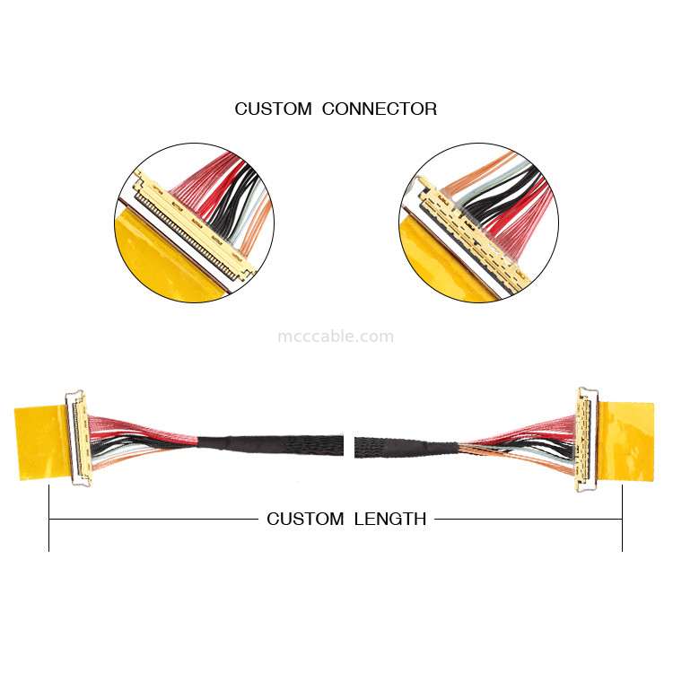 36AWG Lvds کابل مونتاژ I  20453-240t-01 به 20453-240t-01 40P 0.4mm Pitch