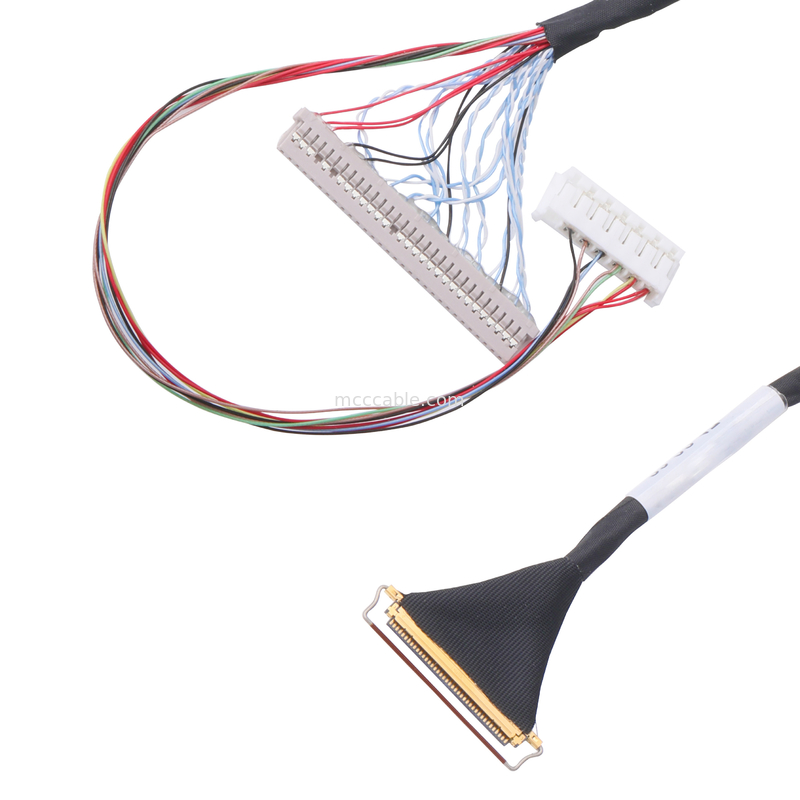 مونتاژ کابل Lvds سفارشی 40 پین کابل lvds 0.5 میلی متری Pitch lcd lvds کانکتور میکرو کواکسیال نوع جفت گیری افقی