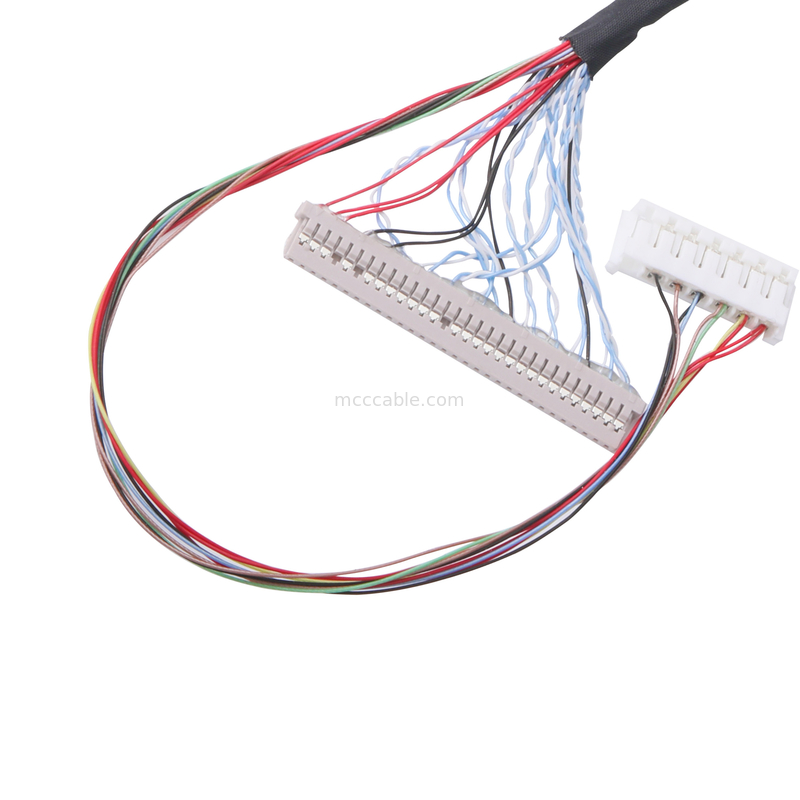 مونتاژ کابل Lvds سفارشی 40 پین کابل lvds 0.5 میلی متری Pitch lcd lvds کانکتور میکرو کواکسیال نوع جفت گیری افقی