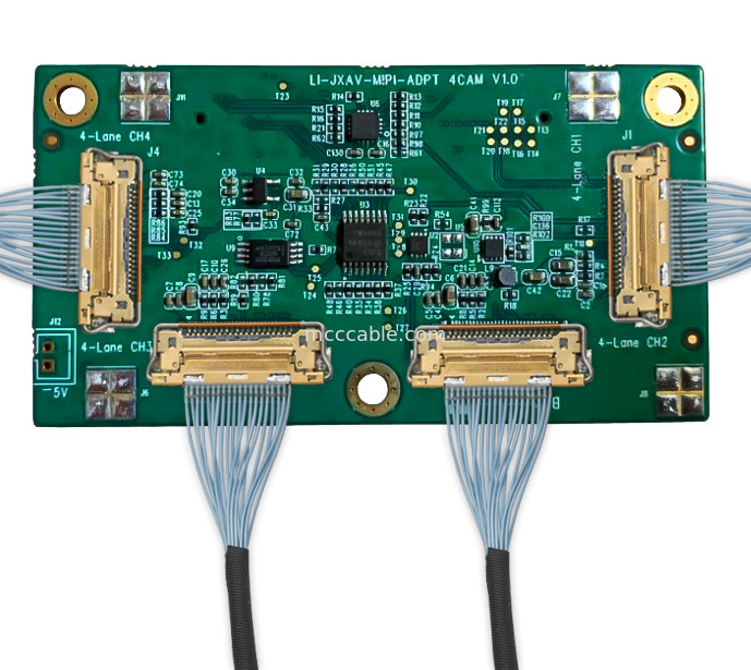 مایکرو کواکس LI-JXAV-MIPI-ADPT-4CAM صفحه دوربین و کانکتور دوربین طراحی FAW-1233-02 کابل OEM / ODM