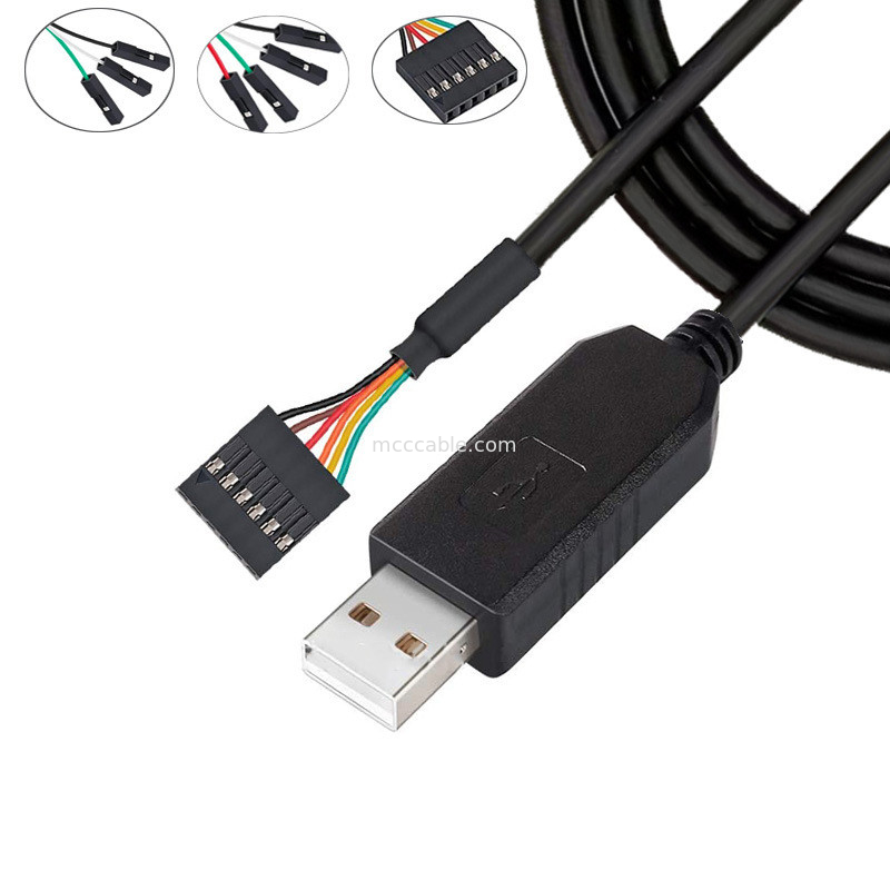 تراشه FTDI USB به 6P TTL-232R-3V3 ماژول سطح 5V کابل پورت سریال Ttl3.3v5v، شماره پین منبع برق سفارشی