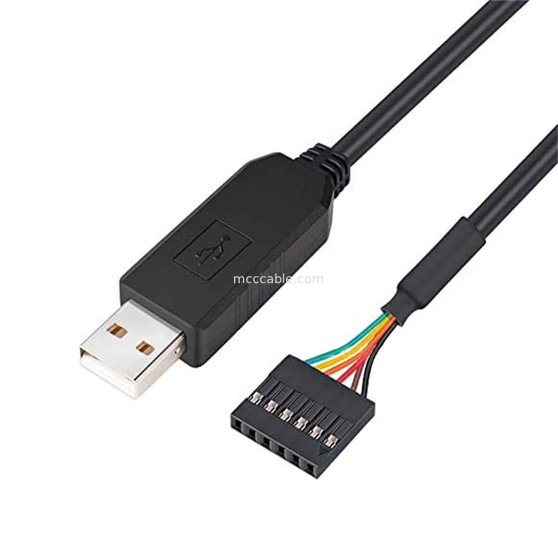 تراشه FTDI USB به 6P TTL-232R-3V3 ماژول سطح 5V کابل پورت سریال Ttl3.3v5v، شماره پین منبع برق سفارشی