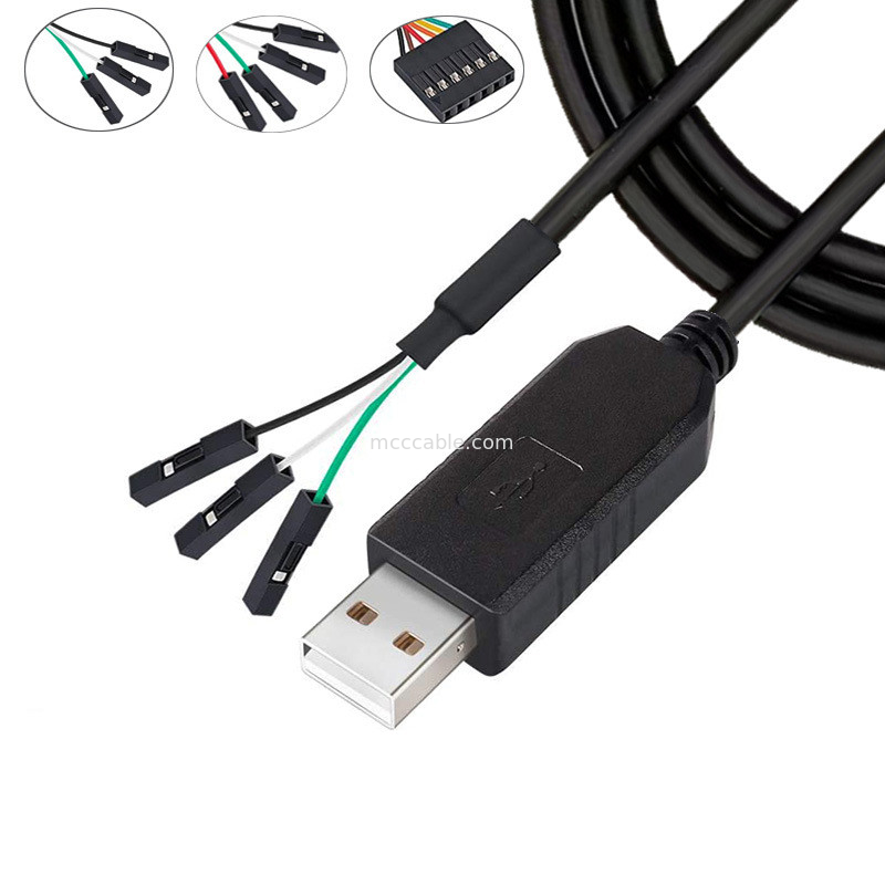 تراشه FTDI USB به 6P TTL-232R-3V3 ماژول سطح 5V کابل پورت سریال Ttl3.3v5v، شماره پین منبع برق سفارشی
