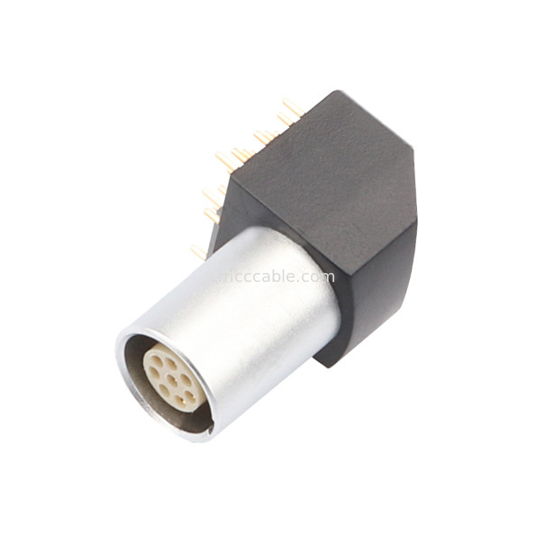 کانکتور دایره ای داخلی سری B Z11 8Pin زاویه ای پلوپز زمین گیر ثابت سوکت 90 ° سوکت زاویه ای برای صفحه مدار