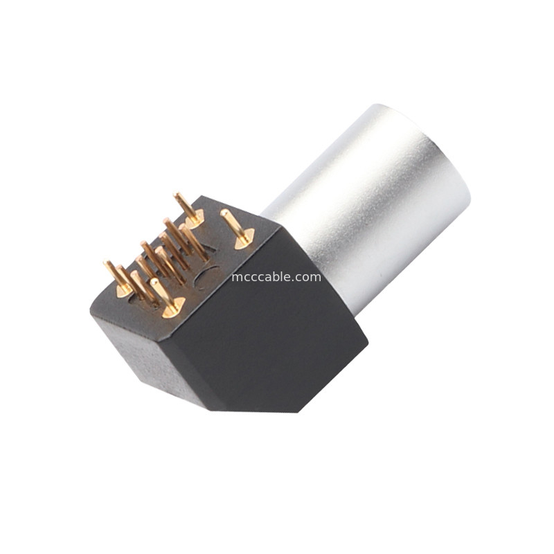کانکتور دایره ای داخلی سری B Z11 8Pin زاویه ای پلوپز زمین گیر ثابت سوکت 90 ° سوکت زاویه ای برای صفحه مدار