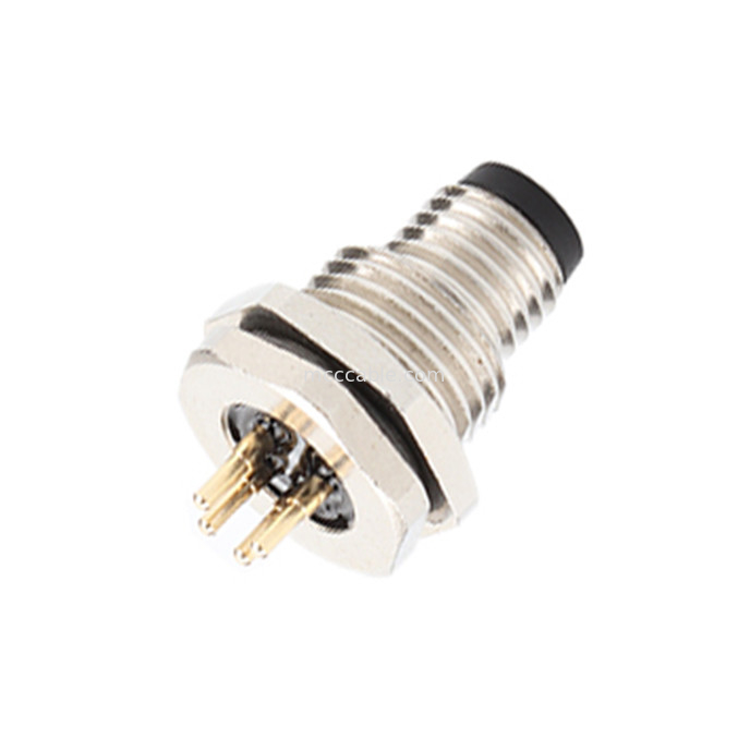 صفحه اتصال دایره ای پایان سری M8 4Pin پانل سوکت پانل اتصال فلنج مرد PCB سوکت، ضد آب IP67