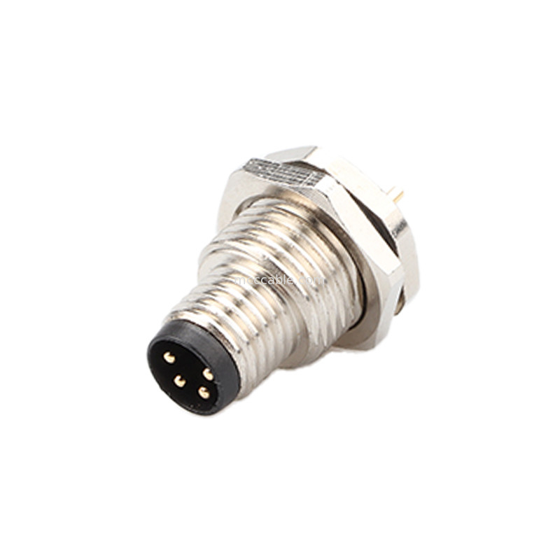 صفحه اتصال دایره ای پایان سری M8 4Pin پانل سوکت پانل اتصال فلنج مرد PCB سوکت، ضد آب IP67