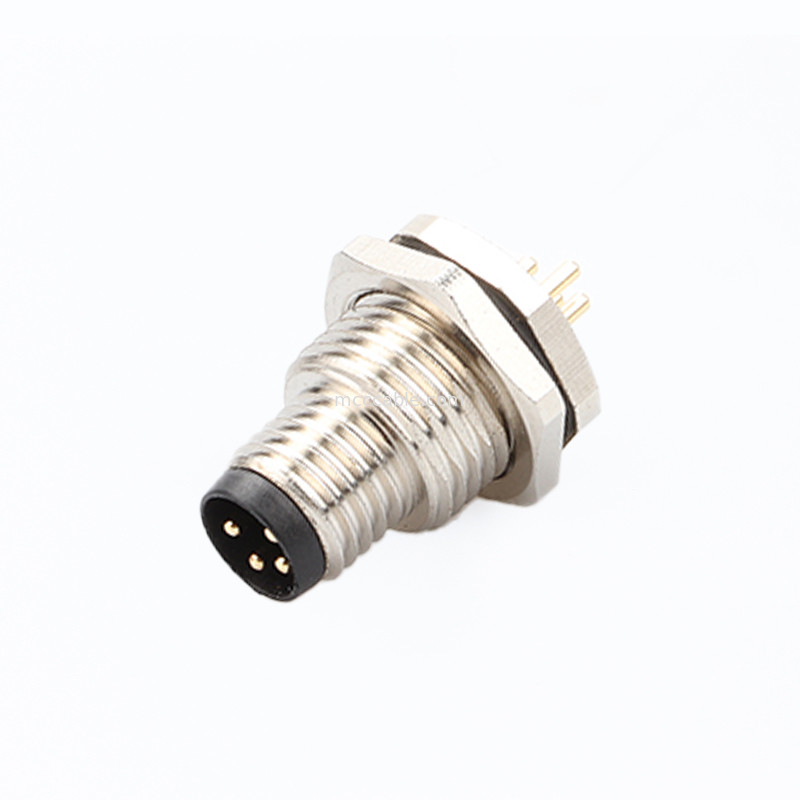 صفحه اتصال دایره ای پایان سری M8 4Pin پانل سوکت پانل اتصال فلنج مرد PCB سوکت، ضد آب IP67