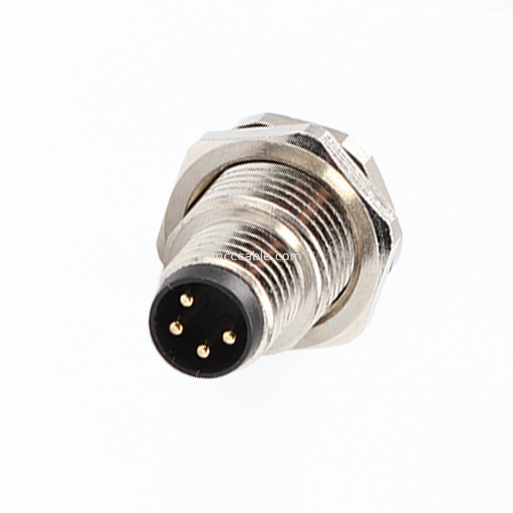 صفحه اتصال دایره ای پایان سری M8 4Pin پانل سوکت پانل اتصال فلنج مرد PCB سوکت، ضد آب IP67