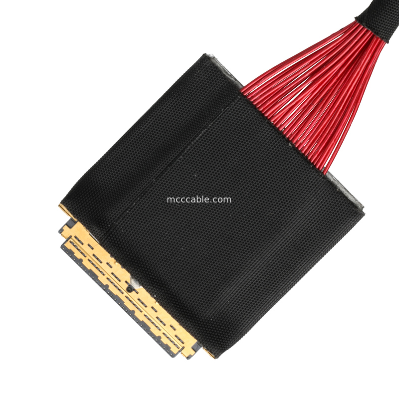 30-Pin to 50-Pin LVDS Cable - UL1354 36AWG Red Shielded Flat Flex Cable