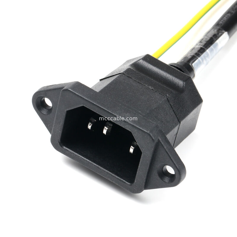 IEC C14 Panel Mount به C13 Power Cord Assembly با سیم زمین