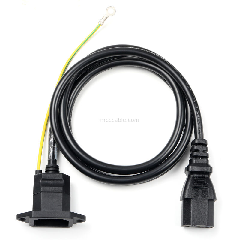 IEC C14 Panel Mount به C13 Power Cord Assembly با سیم زمین