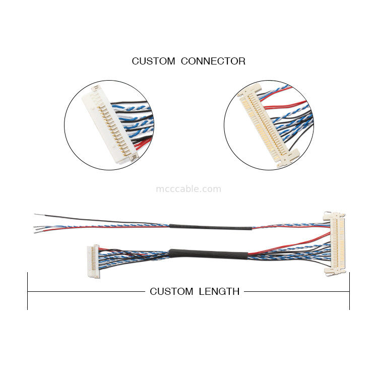 سیم کشی سفارشی FI S20S 20pin ، 1.25 مگابایت کابل صفحه نمایش JAE نمایش Lvds